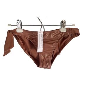 Venus Rose Gold Metallic Foil Side Tie Bikini Bottoms Swimwear‎ Size 6 NEW